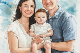 make watercolor family portrait