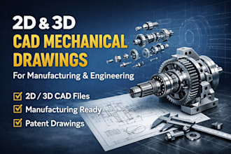 do 2d and 3d cad mechanical drawings for manufacturing, technical illustration