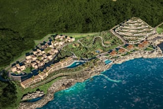 design luxury waterfront resort masterplan coastal residential layout rendering