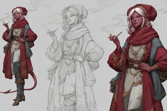 draw original dnd or rpg character art mpas party for you