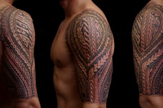 create your custom tribal polynesian tattoo sleeve
