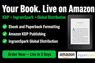 do book formatting  and print ready book cover design for amazon, ingramspark