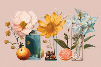 draw illustrations with flowers and different objects