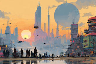 create illustration of futuristic cyberpunk city