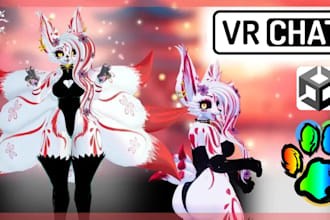 custom anime vrchat avatar furry vrchat vtuber 3d model unity vrm PC quest