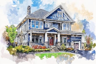 watercolor a house portrait