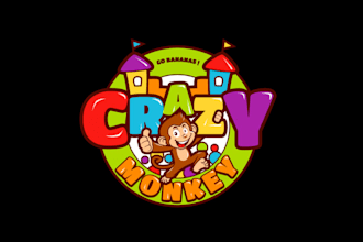 design cartoon crazy monkey child play logo