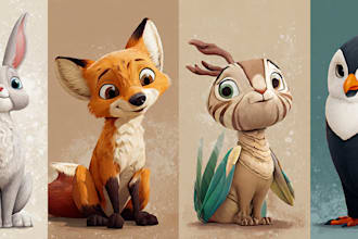 draw custom animal cartoon illustration