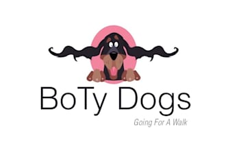 create playful laid back dog characters walk logo