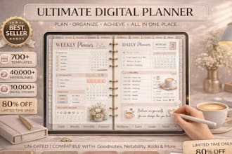 design etsy digital planner, hyperlinked planner, digital product, etsy SEO