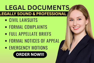 draft lawsuits, motions, appeals and petitions