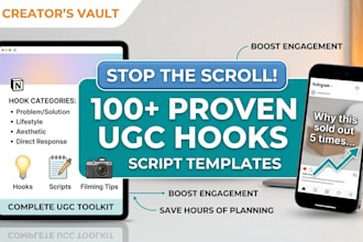 provide over 100 proven ugc hooks and script templates