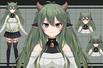 create custom vrchat avatar for streamers, furry vtuber style with expressions