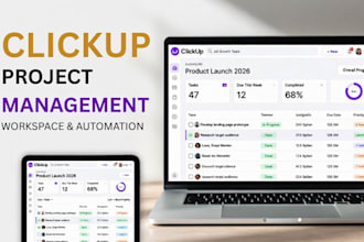 setup clickup project management workflows automation notion template dashboard