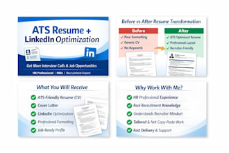 write ats resume, CV and optimize linkedin profile