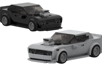 design custom 3d lego moc model with PDF instructions, technic car,