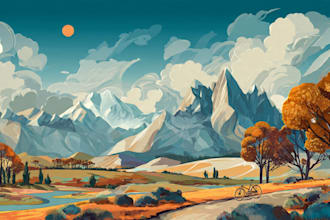 create professional vector illustration for landscapes and objects