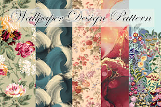 design luxury wallpaper, wall art and custom mural with mockups