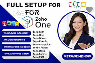 setup zoho crm, zoho one, automation workflows, and integrations
