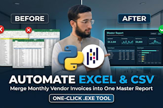 merge monthly vendor invoices into one master report