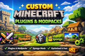 develop custom minecraft plugins, modpacks and sponge mods