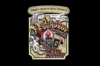 design halloween circus event crazy clown art logo