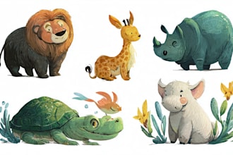 draw animals cartoon illustration