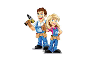 design handyman business cartoon logo