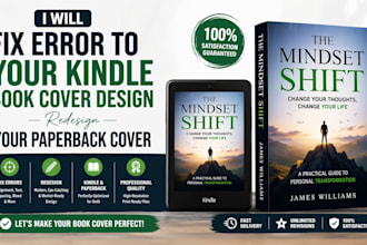 fix kindle and paperback book cover error plus redesign service