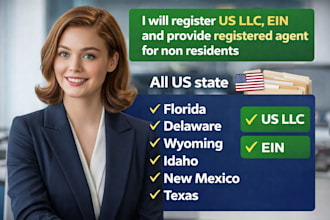 register US llc, ein and provide registered agent for non residents