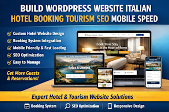 build wordpress website italian hotel booking tourism seo mobile speed elementor