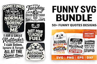 create funny svg bundle design for t shirt print on demand