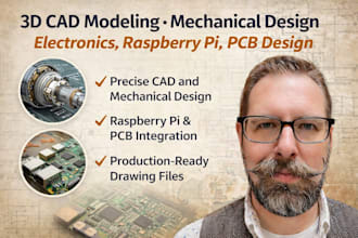 do 3d cad modeling, mechanical design, electronics and raspberry pi, pcb design