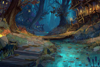 draw magical fantasy world concept for games