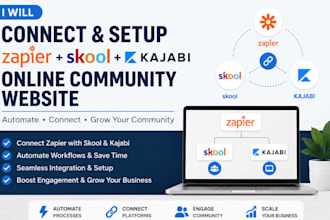 connect and setup zapier and skool kajabi online community website