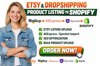 etsy product listing upload product via bigbuy eliexpress spocket to shopify