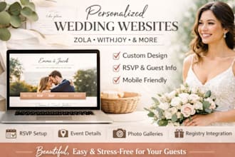design personalized wedding website in zola website with joy or any platform