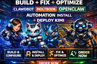 build fix optimize n8n clawdbot moltbook openclaw automation install deploy kimi