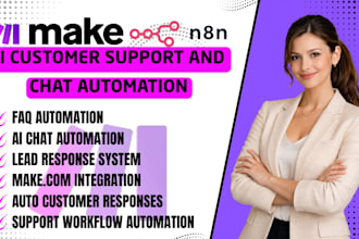 build ai customer support chatbot automation and chat workflows using make com