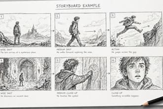 create professional storyboard for film, animation  ads