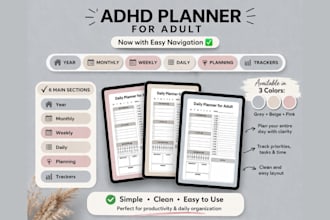 design adhd planner journal budgeting worksheet habit tracker to etsy shop setup