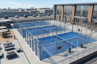model realistic 3d padel, soccer, pickleball and badminton court with render