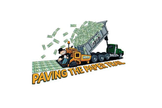 design monopoly cartoon paving company logo
