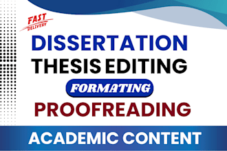 format, edit and proofread academic thesis or dissertation