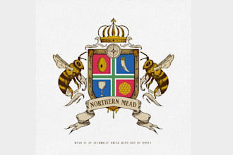 design northern mead would bee happy logo