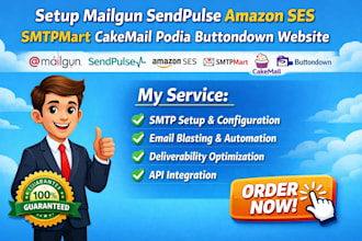 setup mailgun sendpluse amazon ses smtpmart cakemail podia buttondown website