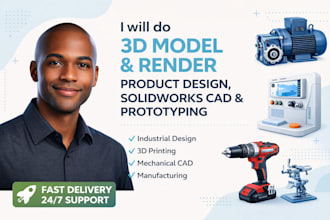 design 3d product models, cad drawings, stl conversion and rendering