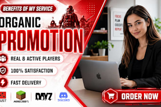 promote your minecraft gaming server rust dayz roblox fivem discord promotion