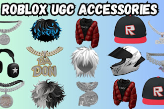 design high quality roblox ugc accessories chain, hair, layered clothing, hats