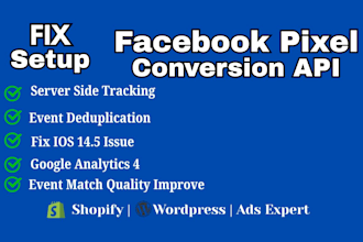 setup meta  facebook pixel shopify, conversion API, fix pixel